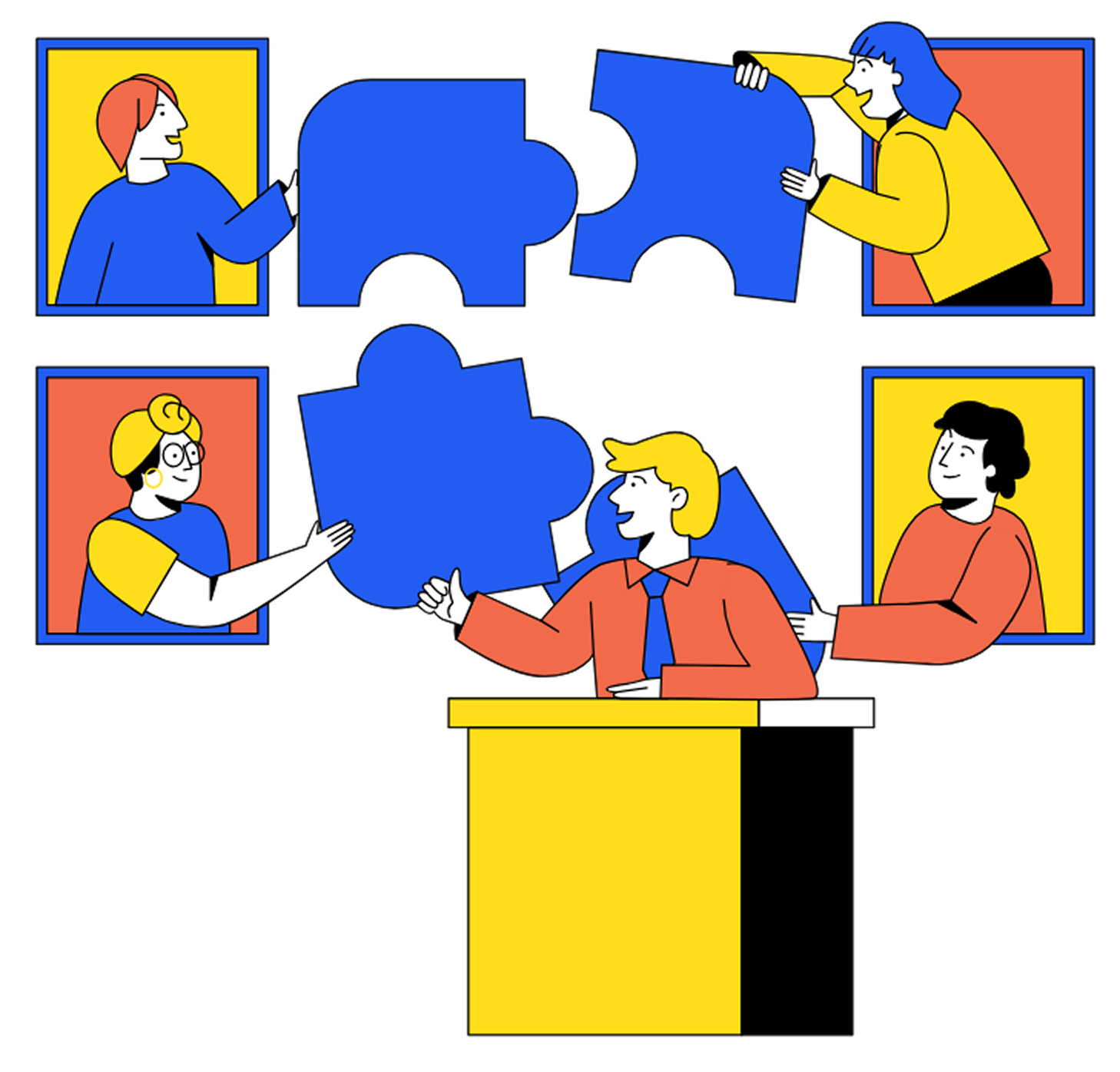 一人で考えながら学ぶ人のイラスト